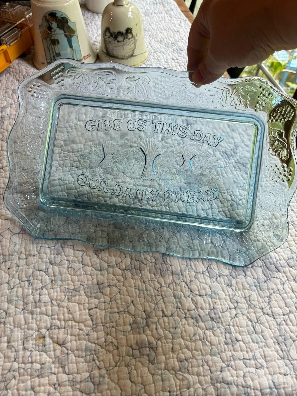 Our Daily Bread Blue Glass Bread Tray